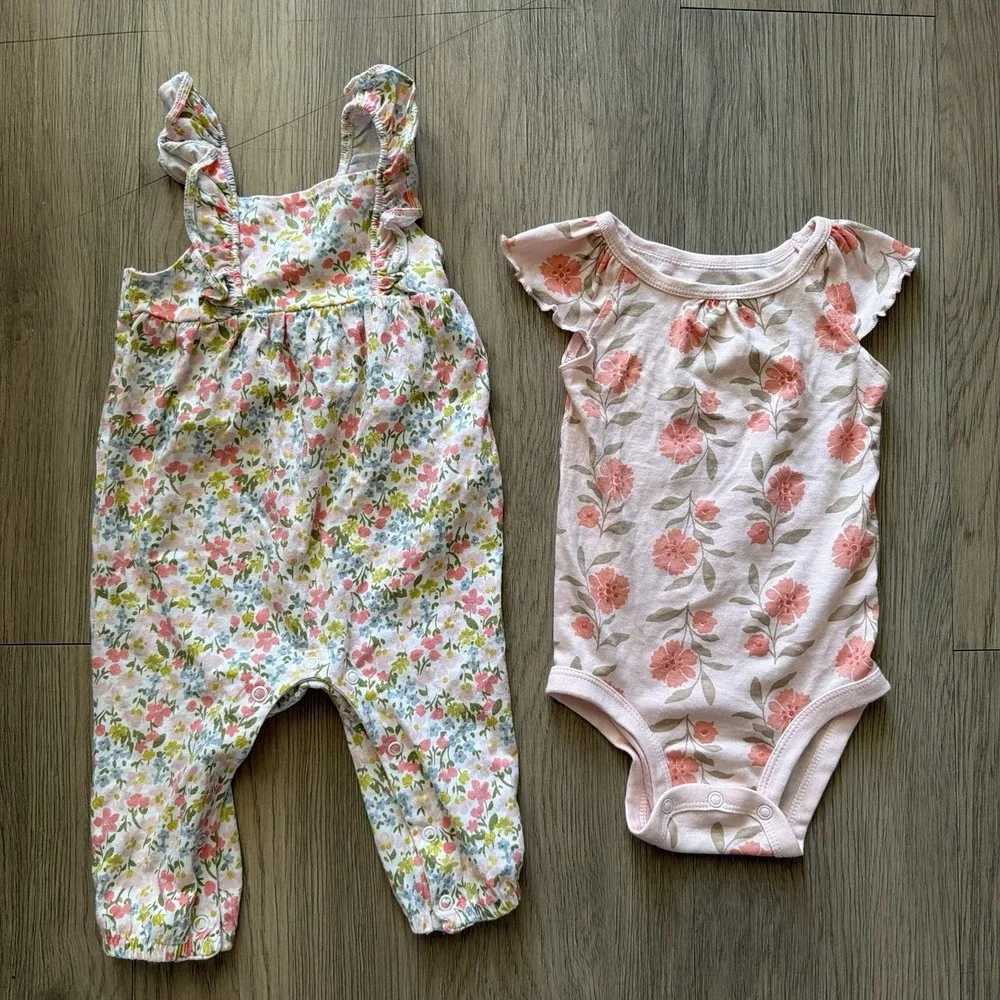 Carter's Other Brands Lot 9 Piece 6-9 Months Girl Clothes Sleepers Bodysuits Top